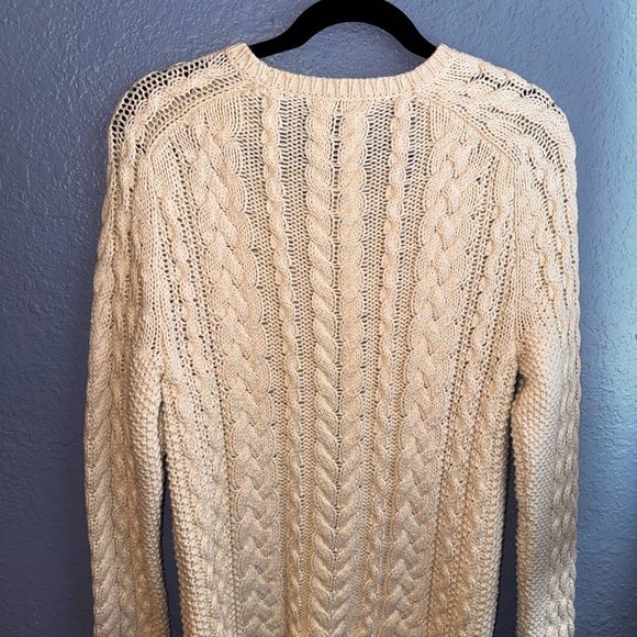 Ralph Lauren Men's Cream Cable Knit Crewneck Sweater - Picture 6 of 7